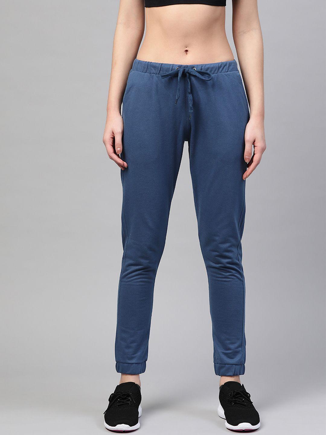 m7 by metronaut women blue solid cropped joggers