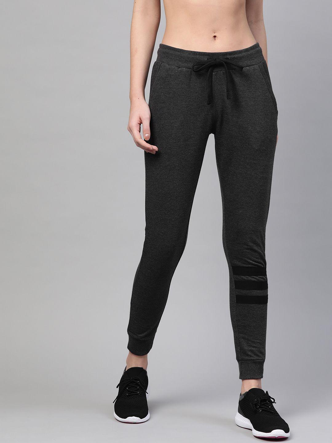 m7 by metronaut women charcoal grey slim fit solid joggers