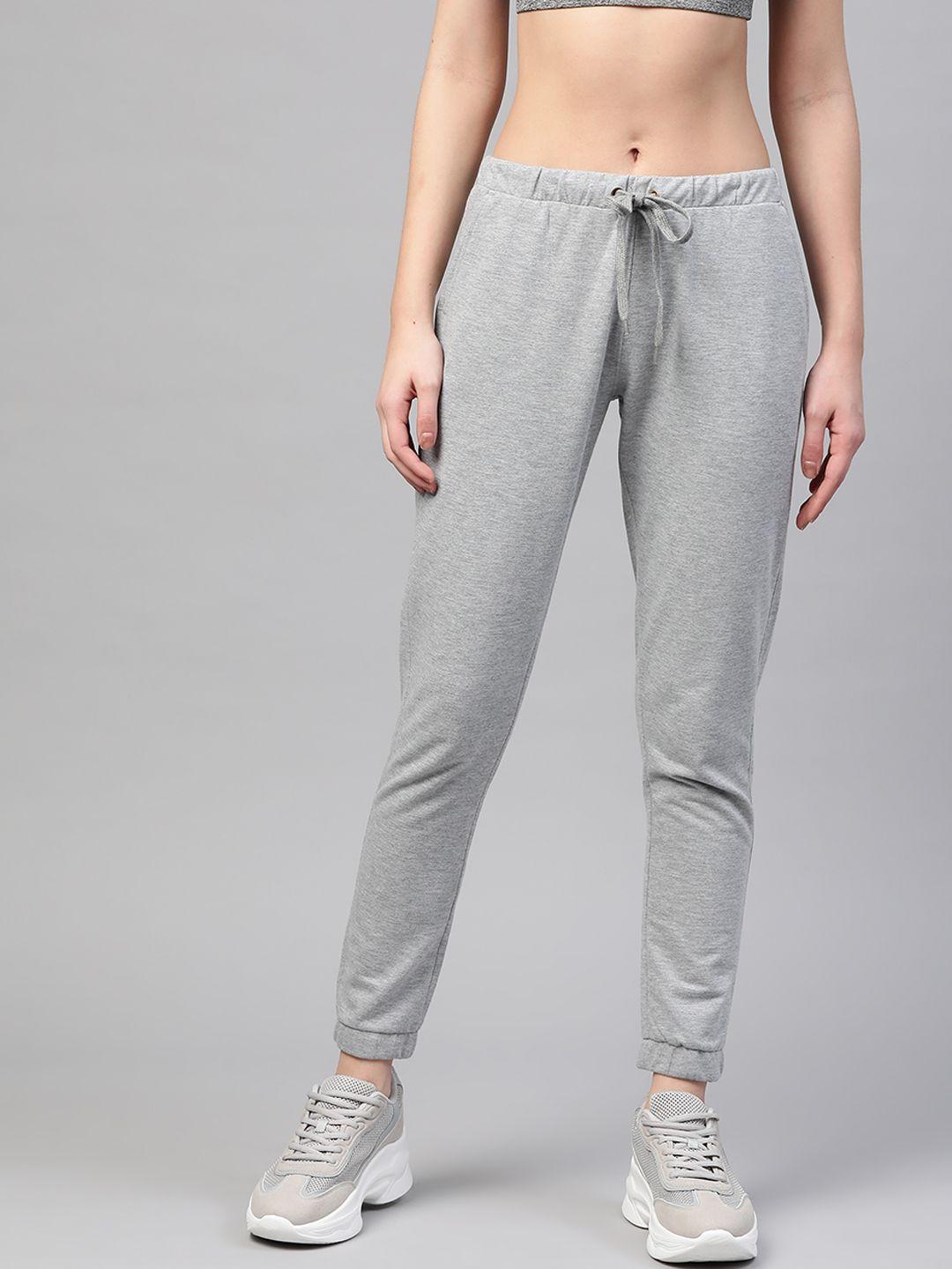 m7 by metronaut women grey melange solid cropped joggers