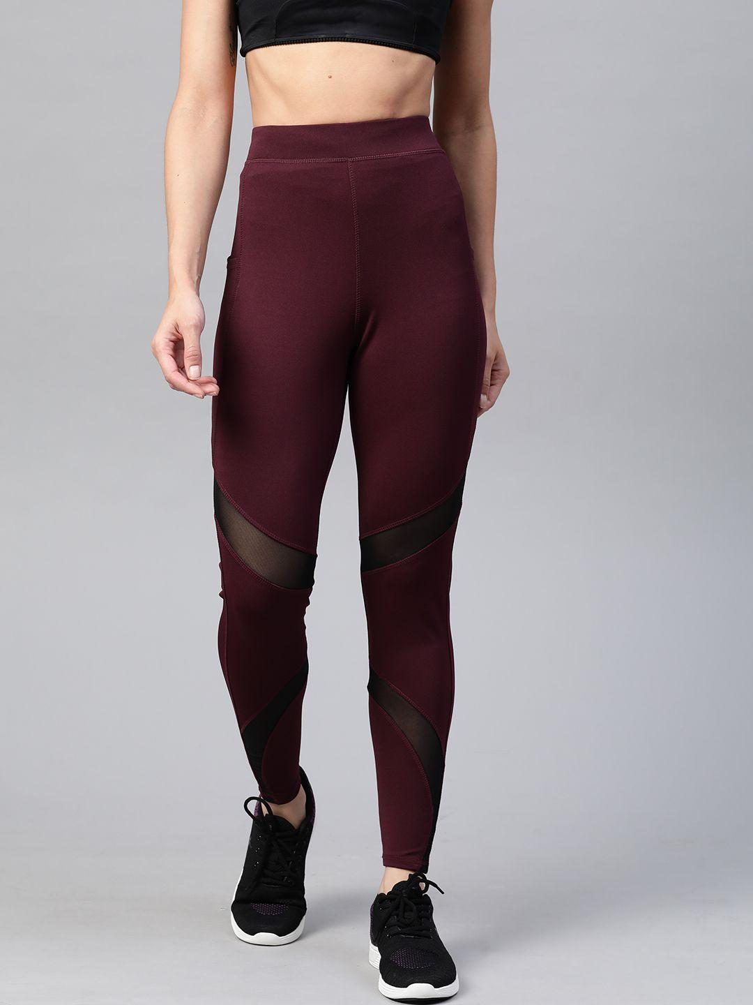 m7 by metronaut women maroon high-rise solid training tights