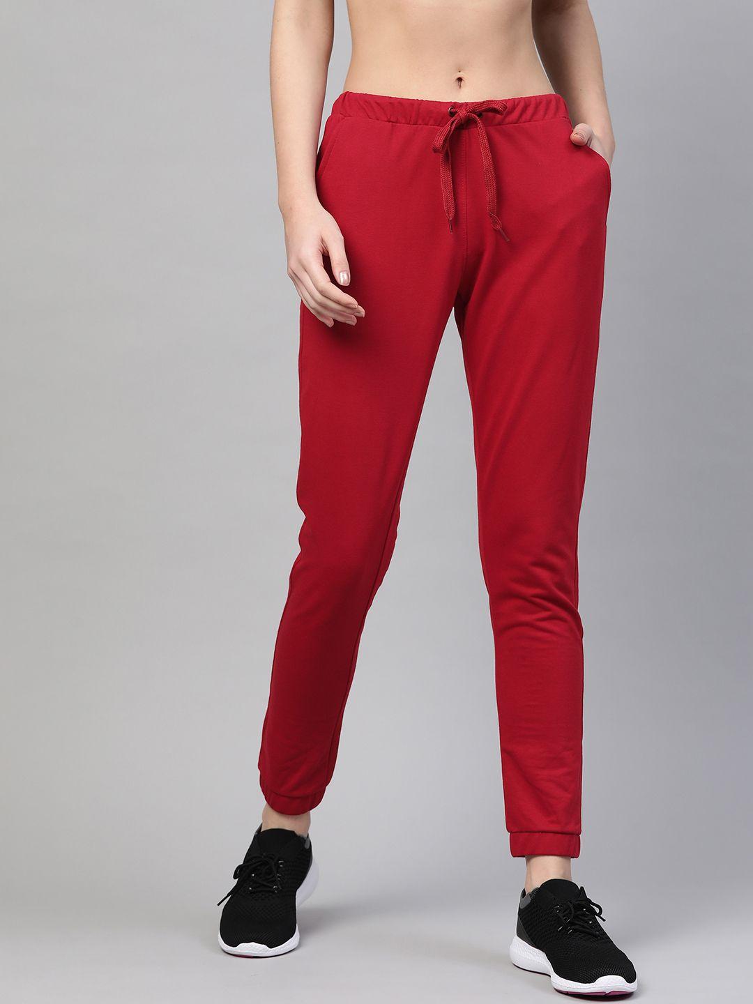 m7 by metronaut women red slim fit solid joggers