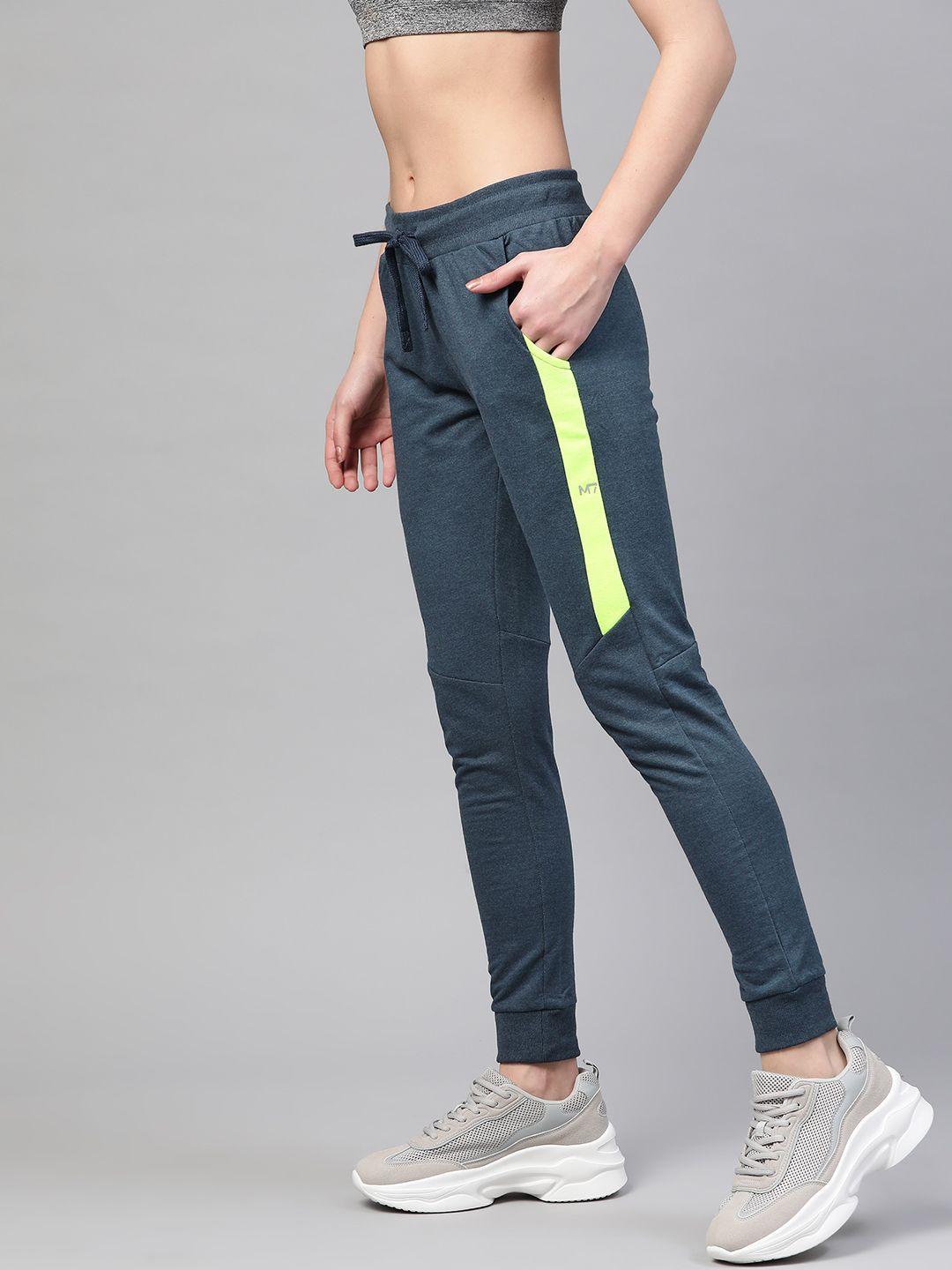 m7 by metronaut women teal blue solid cropped joggers