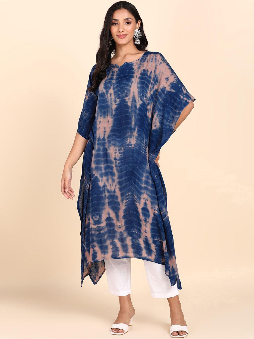 maaesa abstract printed kimono sleeves kaftan kurta