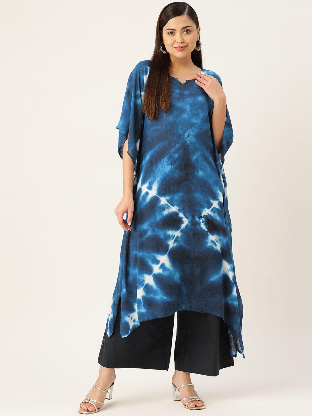 maaesa bandhani dyed flared sleeves crepe kaftan kurta