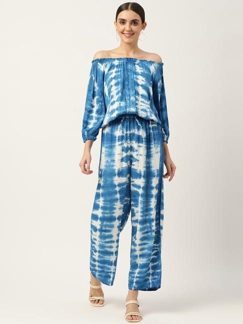 maaesa blue tie & dye top pant set