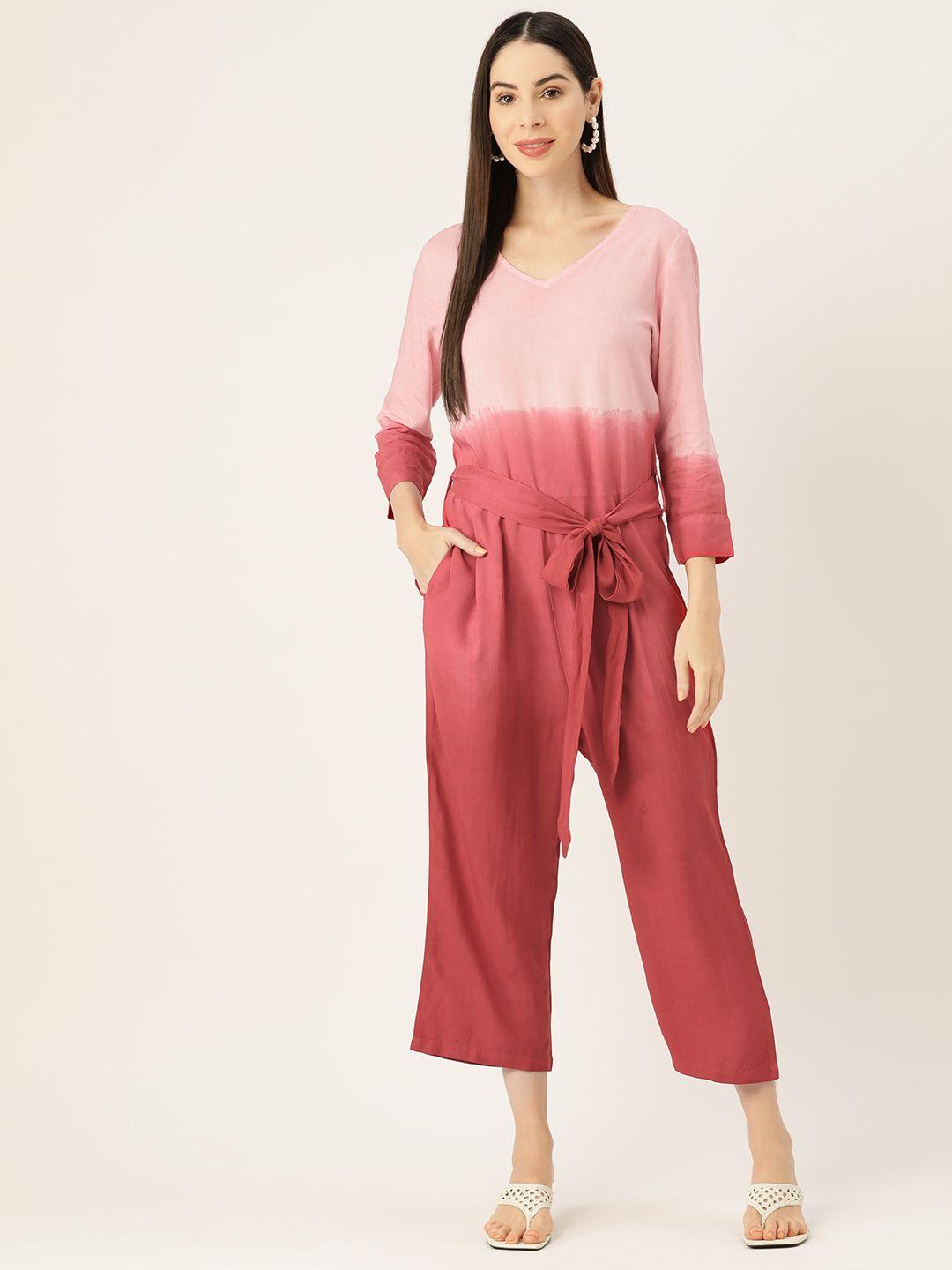 maaesa colourblocked waist tie-ups basic jumpsuit