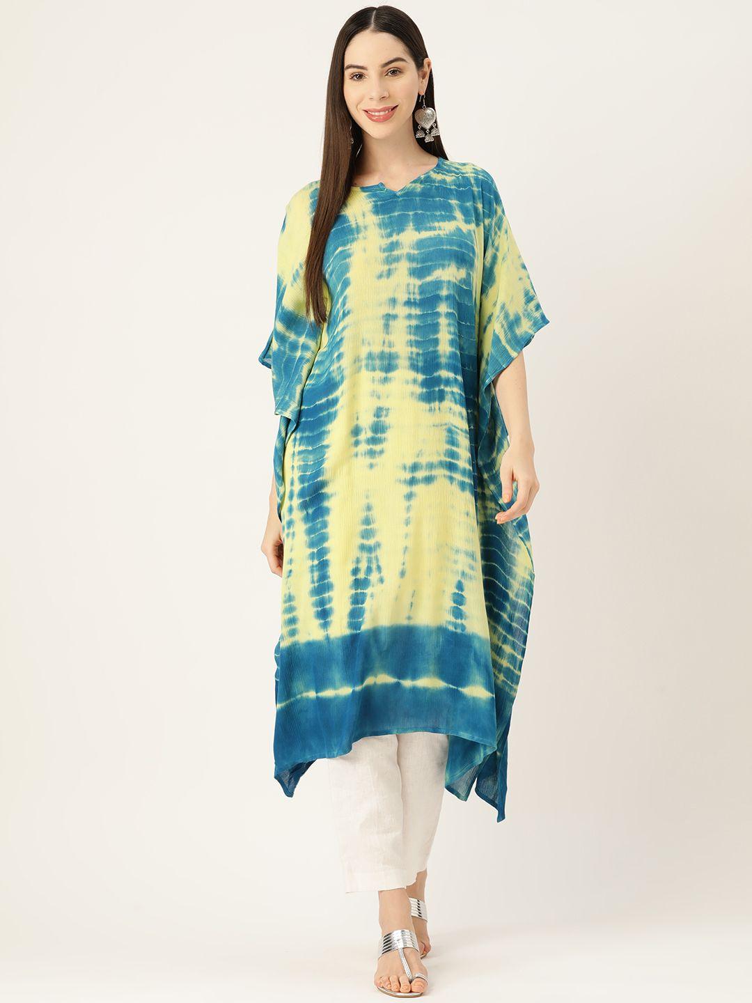 maaesa dyed flared sleeves crepe kaftan kurta