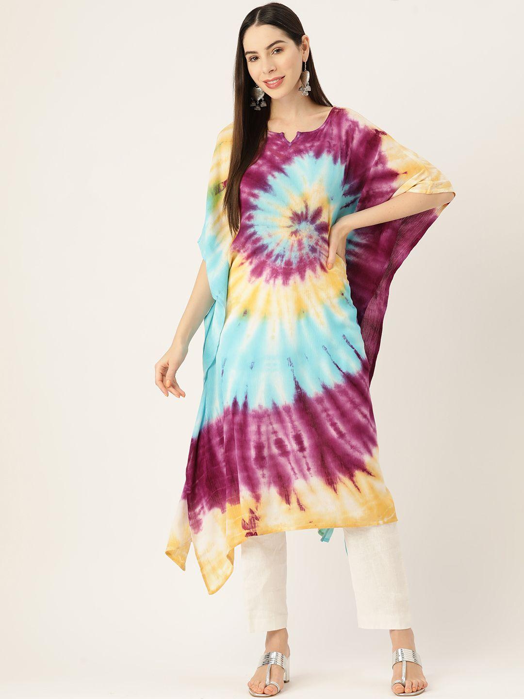 maaesa dyed flared sleeves crepe kaftan kurta