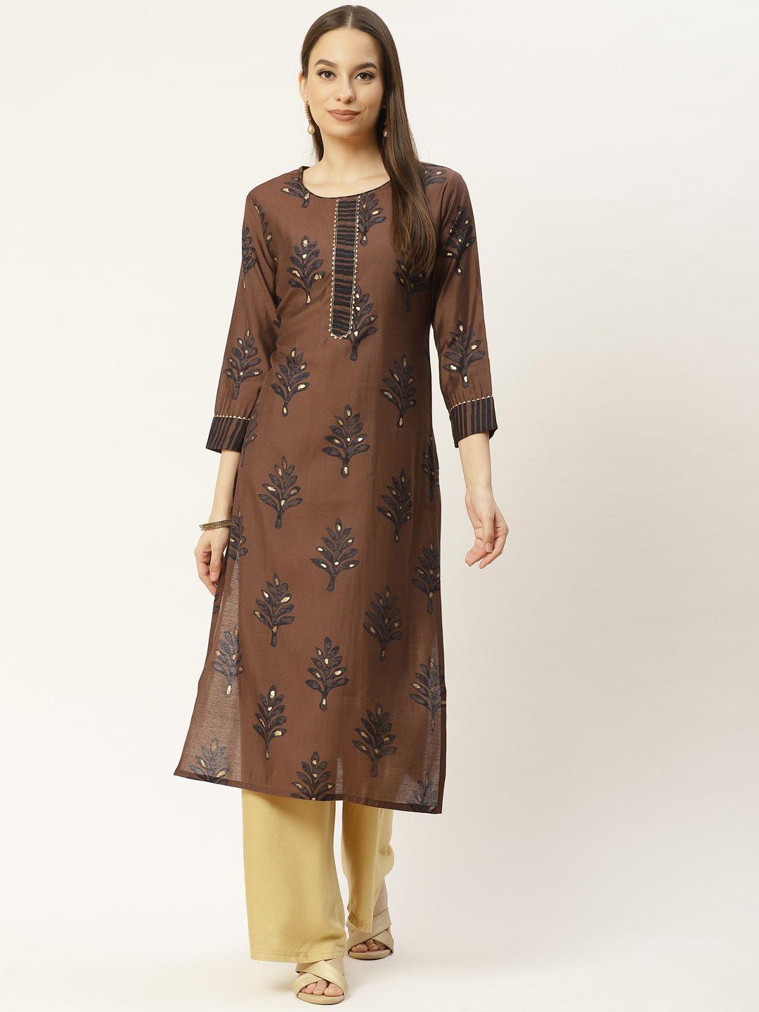 maaesa floral printed gotta patti straight kurta