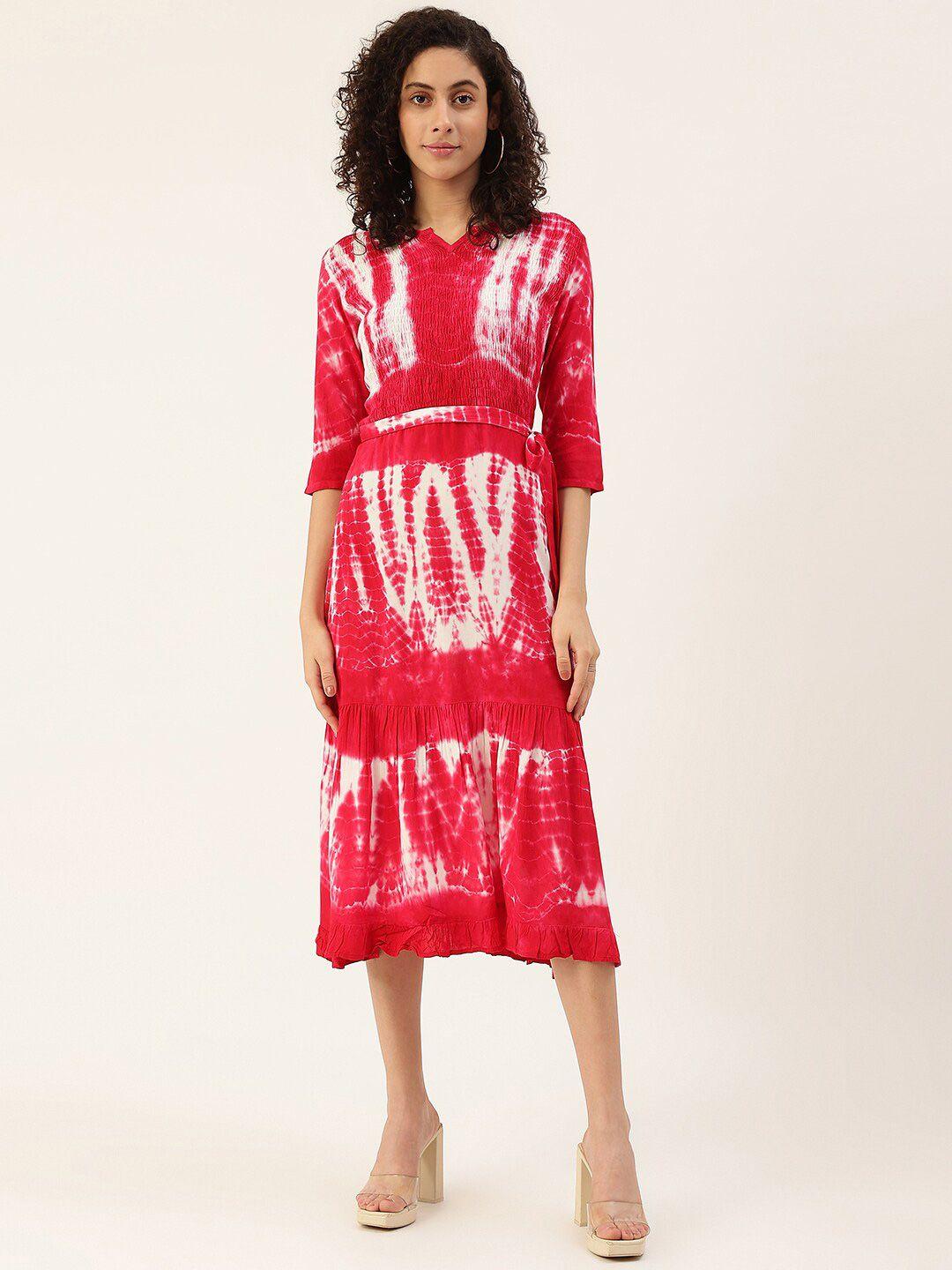 maaesa tie and dye a-line midi dress