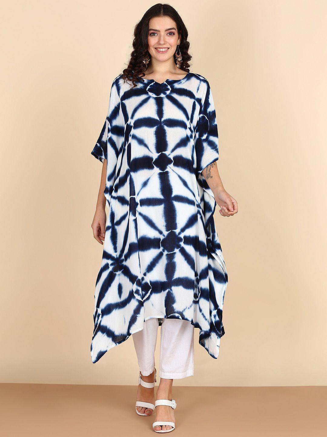 maaesa women geometric printed flared sleeves crepe kurta