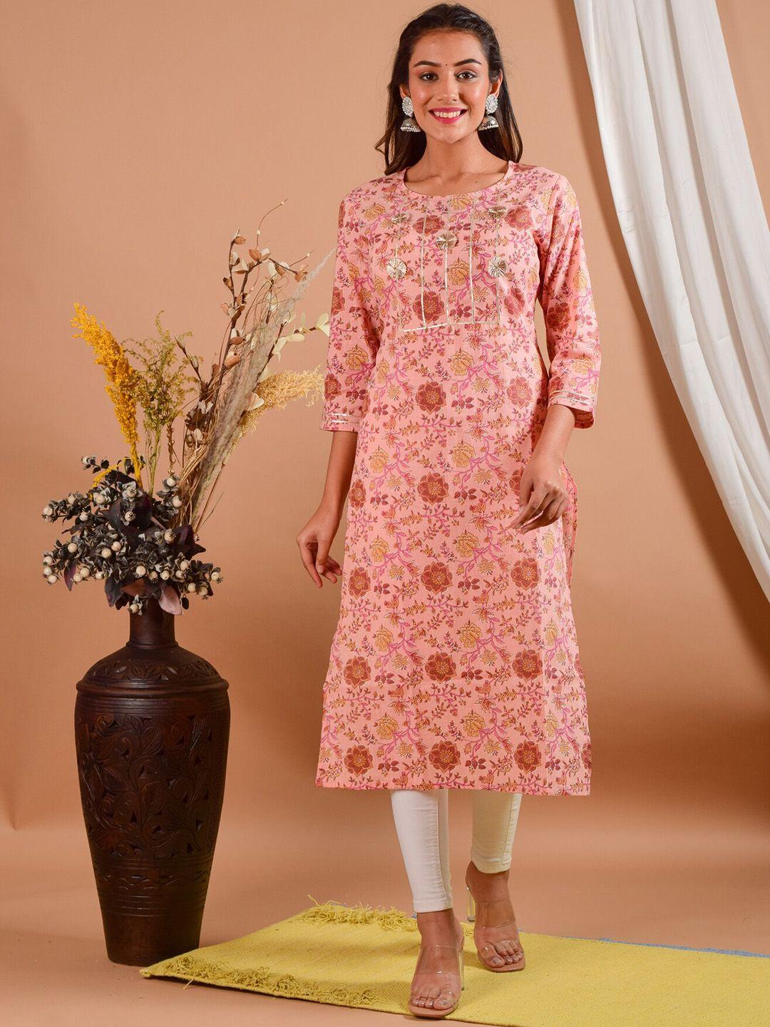 maaesa women pink floral printed kurta