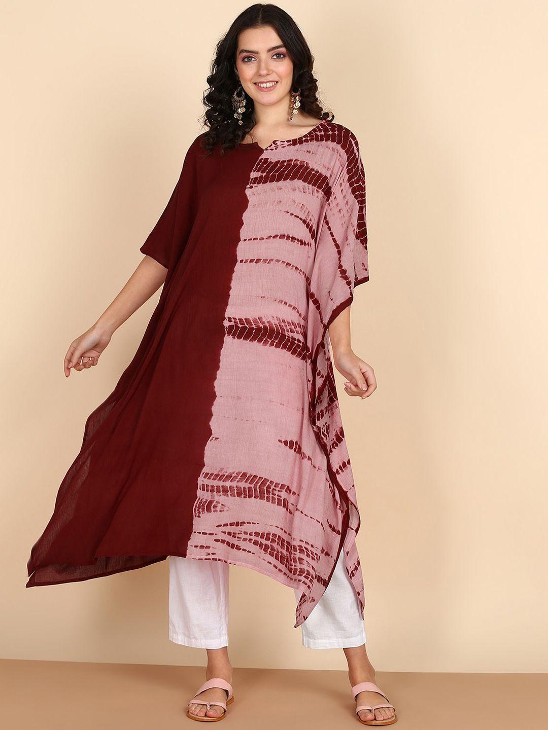 maaesa women printed flared sleeves crepe kaftan kurta