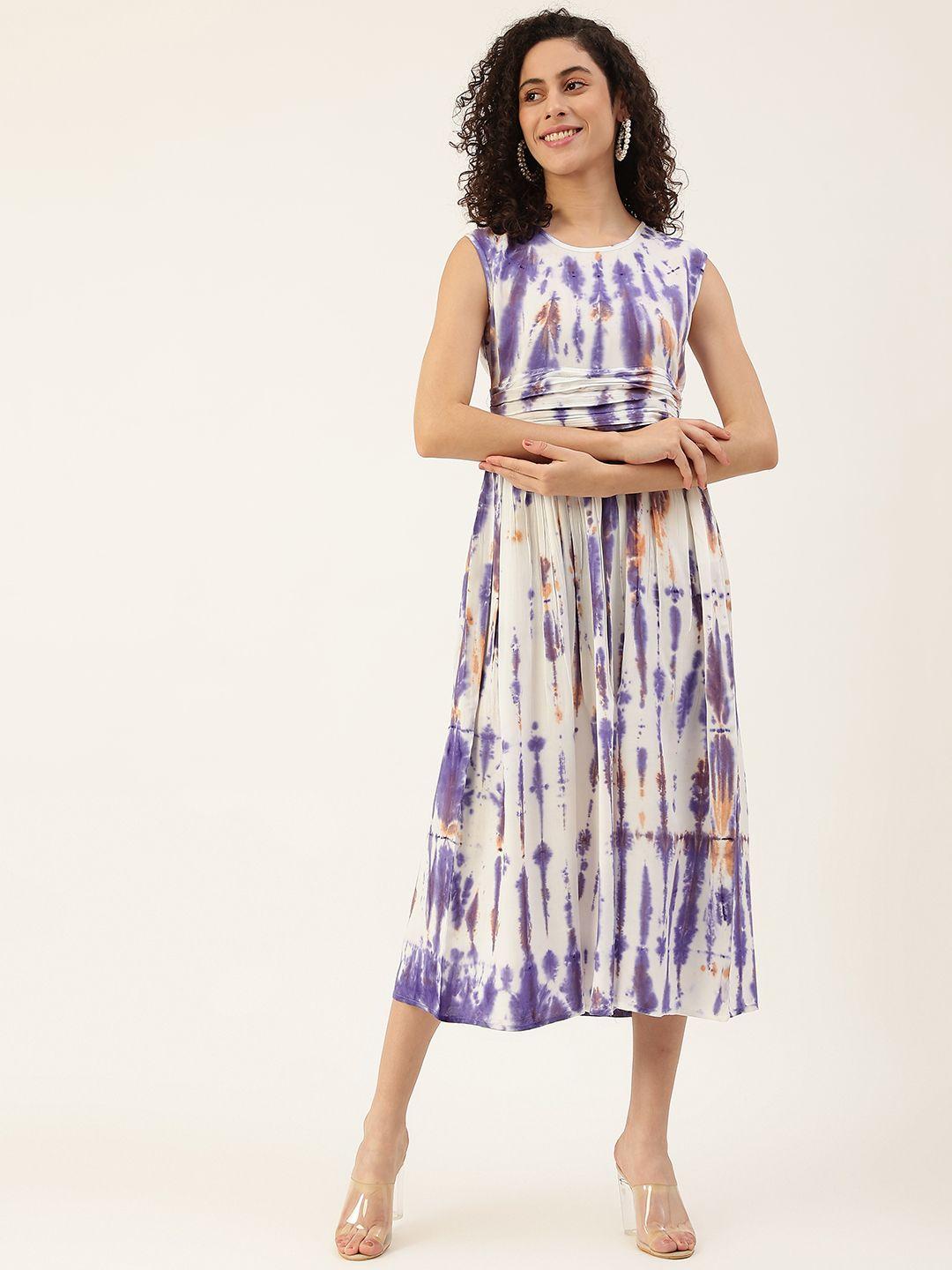 maaesa women purple & off white dyed a-line maxi dress