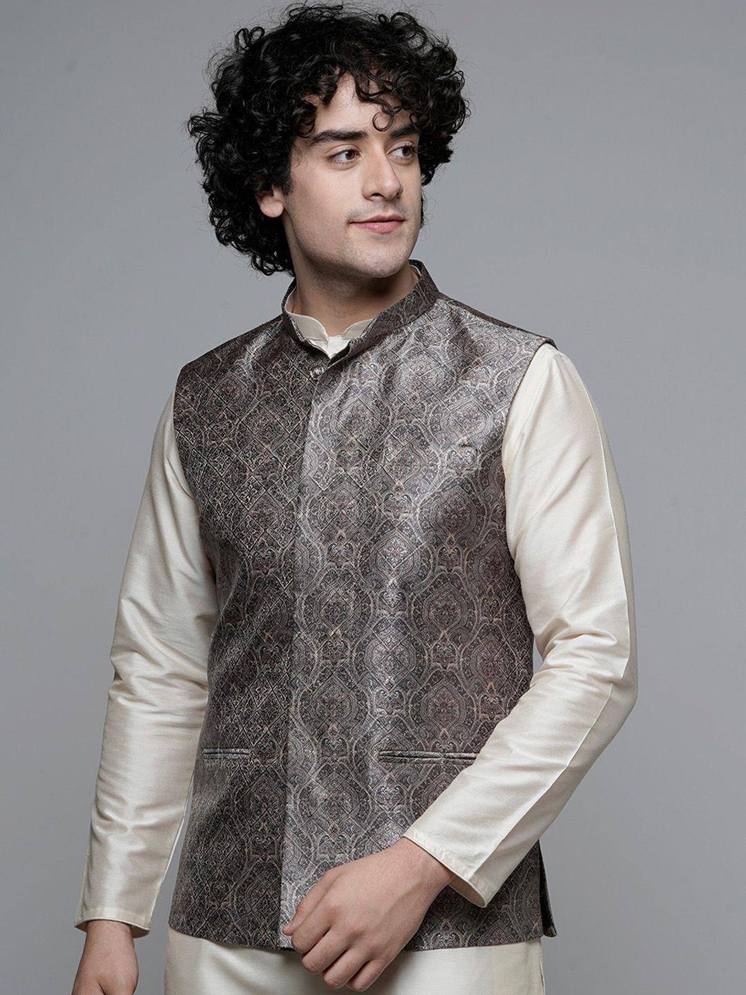 maahi fabs ethnic motif printed nehru jackets