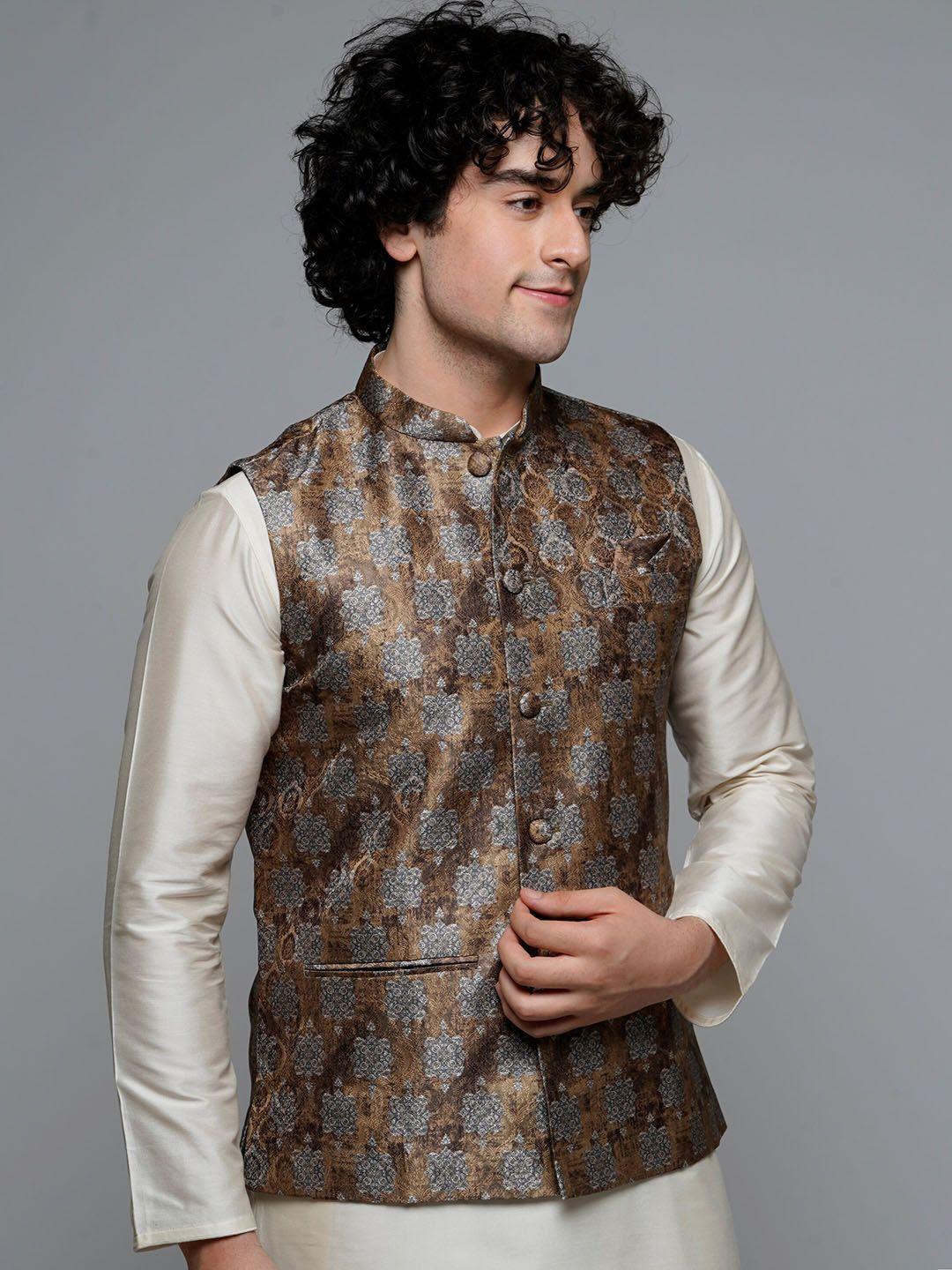maahi fabs ethnic motif printed nehru jackets