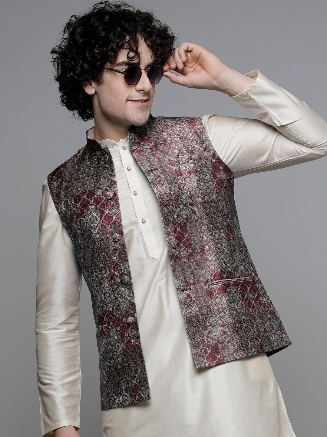 maahi fabs ethnic motif printed nehru jackets