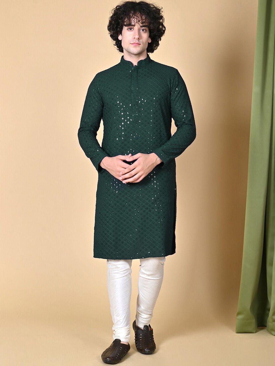 maahi fabs geometric embroidered sequinned cotton kurta