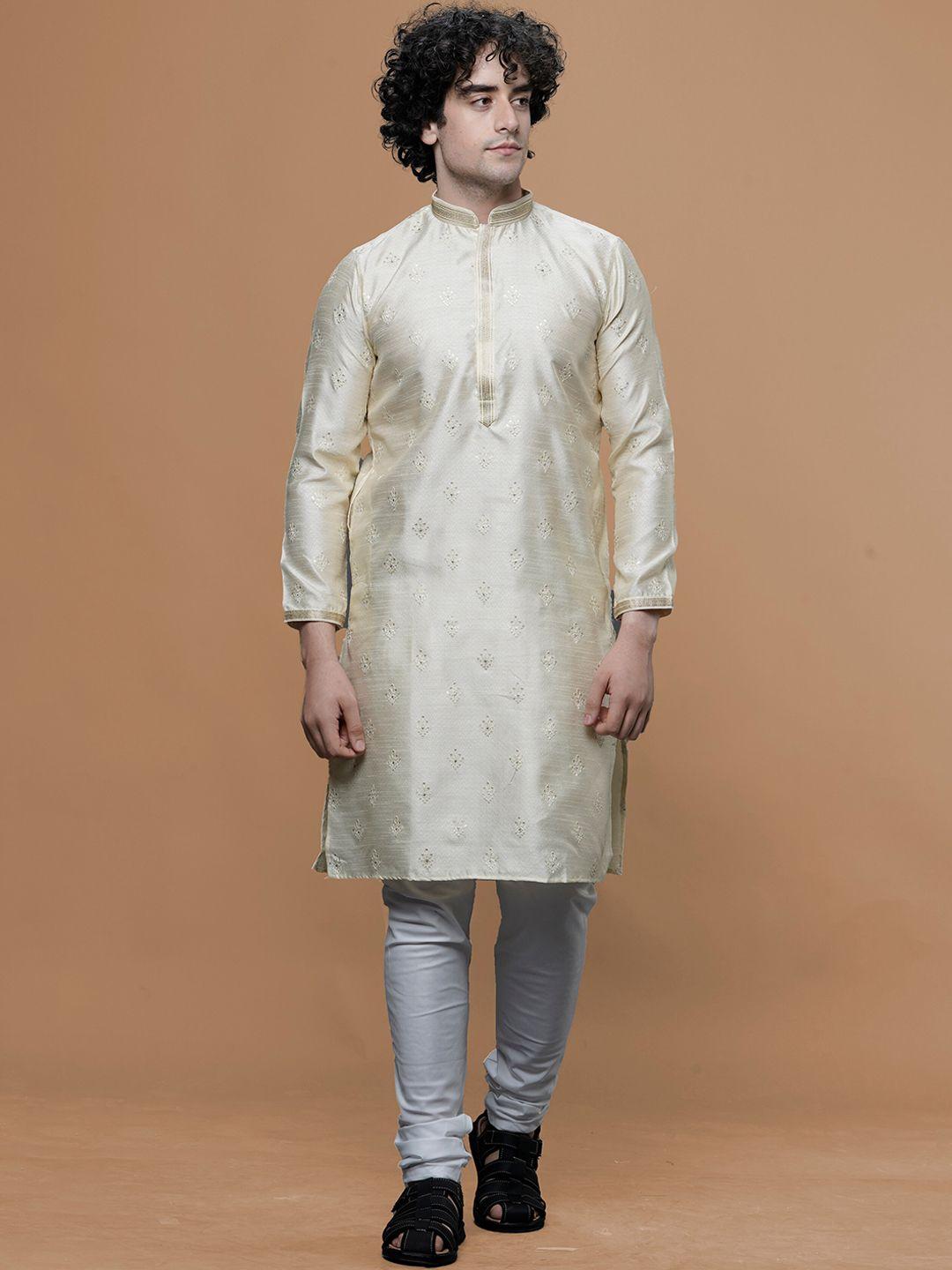 maahi fabs woven design with sequinned details straight  kurta
