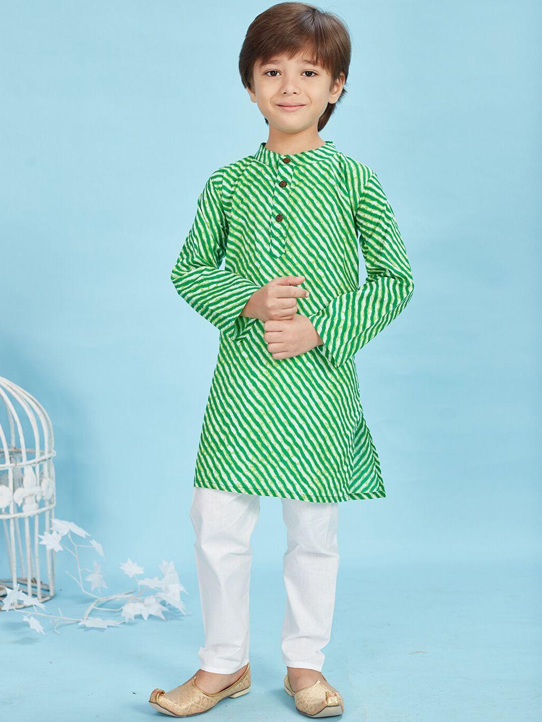maaikid boys leheriya printed mandarin collar pure cotton kurta with pyjamas