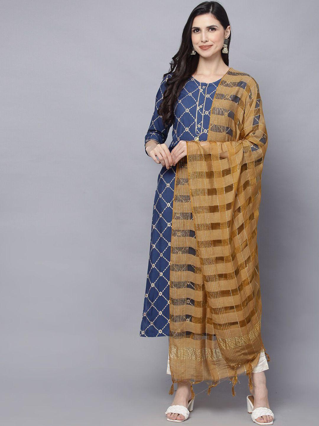 maand women ethnic printed kurta with trousers & dupatta