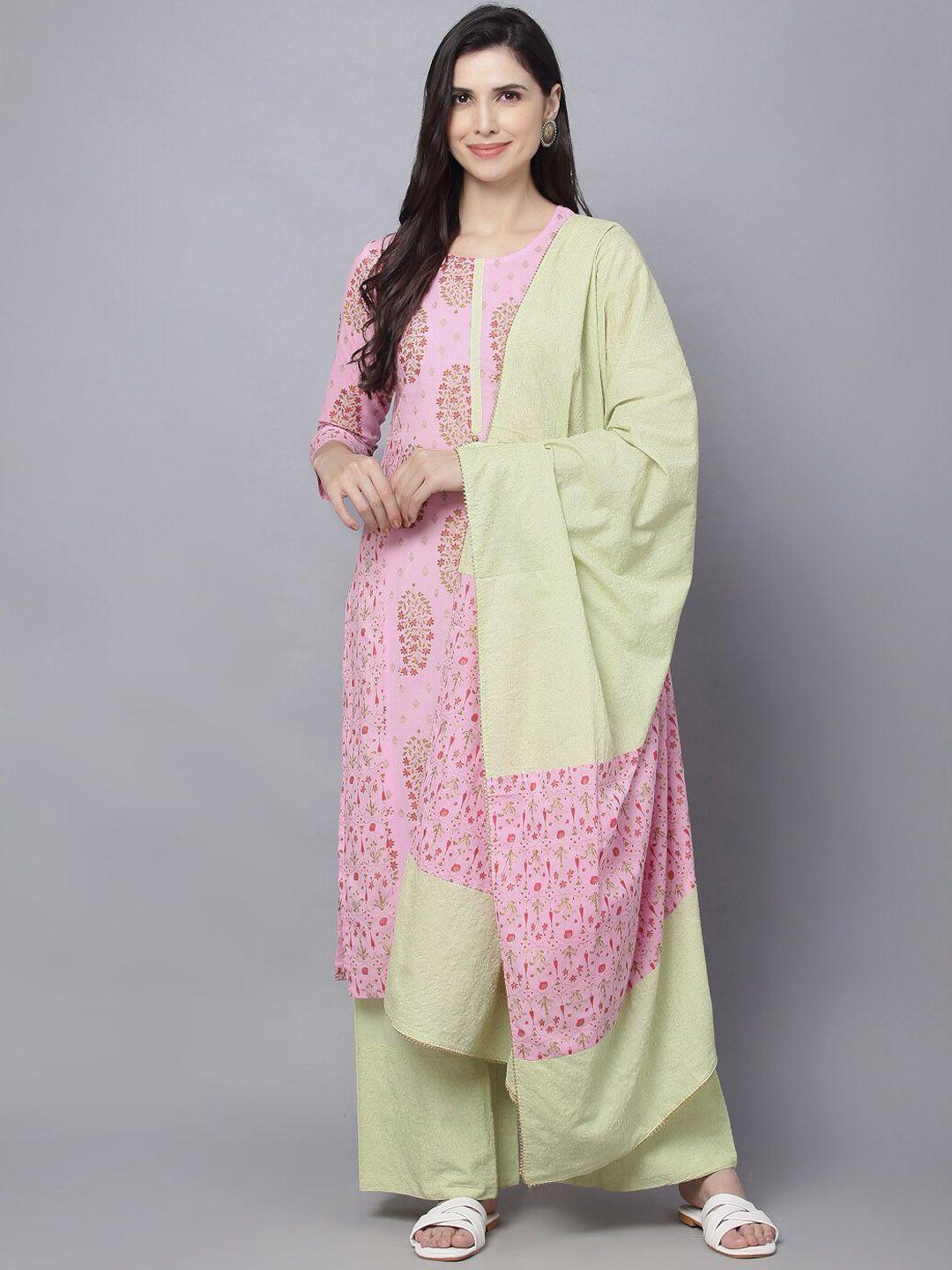 maand women paisley embroidered pure cotton kurta with palazzos & dupatta