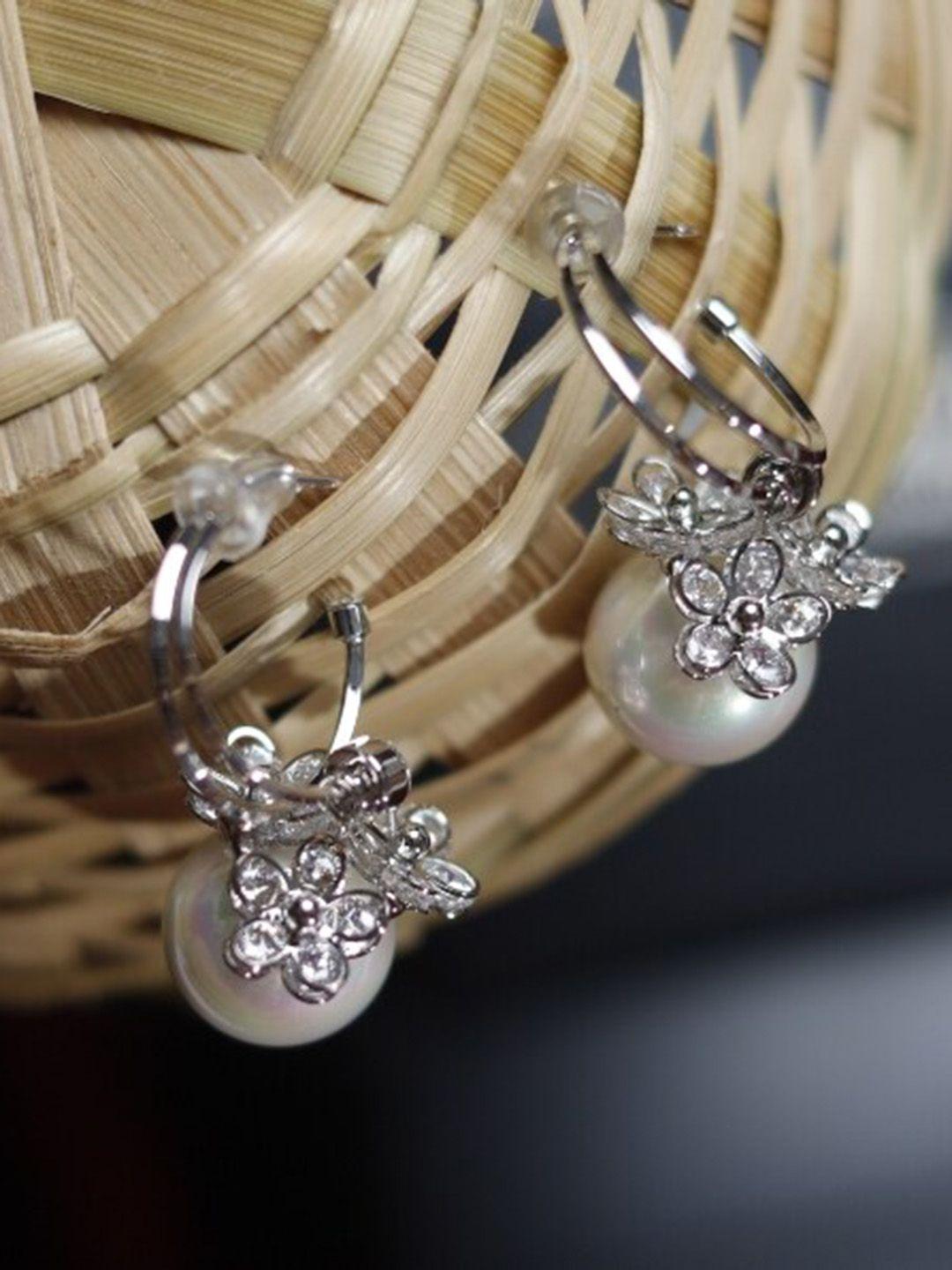 maansh silver-plated contemporary half hoop earrings