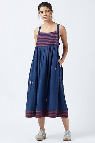 mabel blue midi dress with pockets