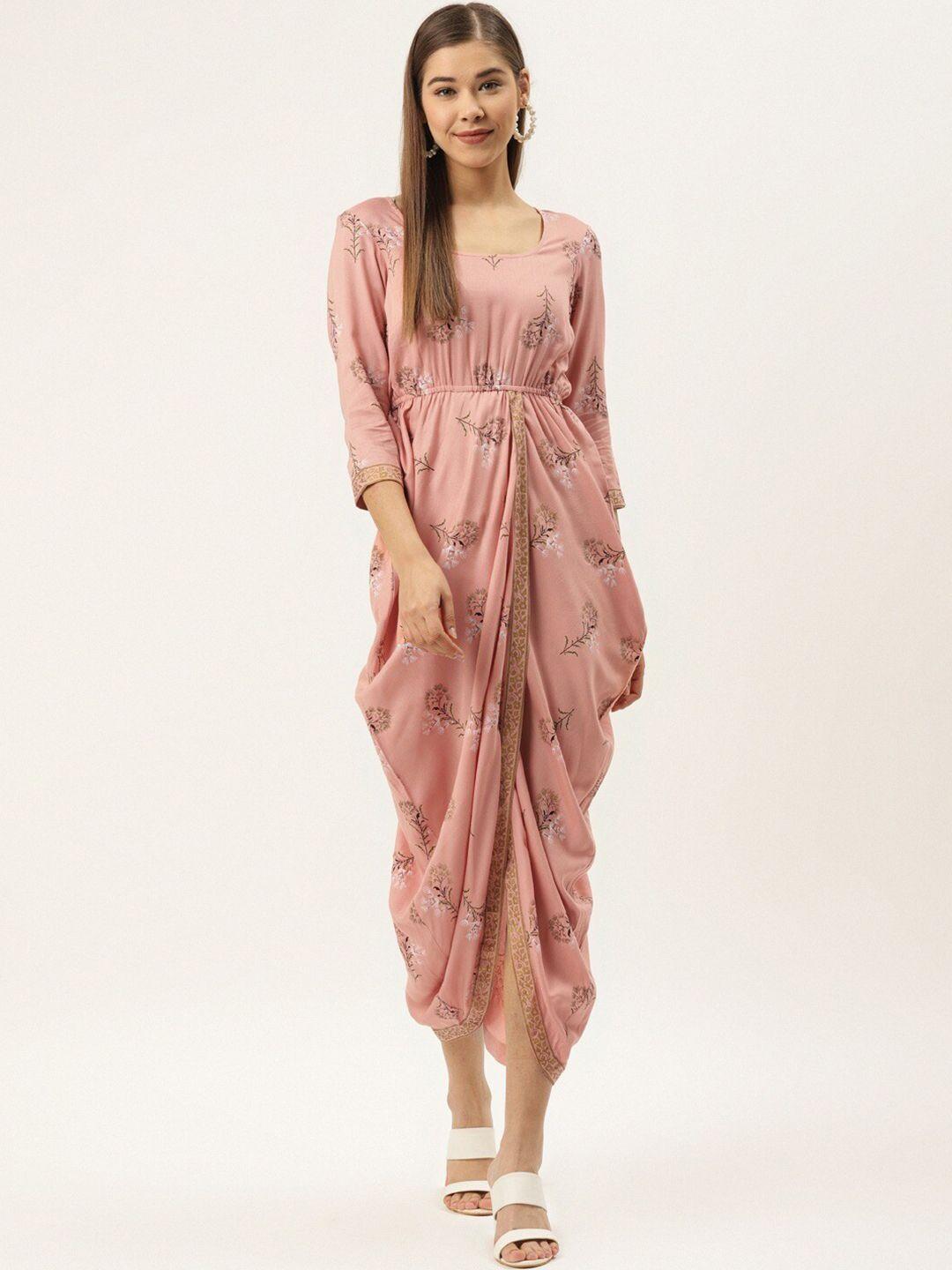 mabish by sonal jain printed overlap side cowl dress