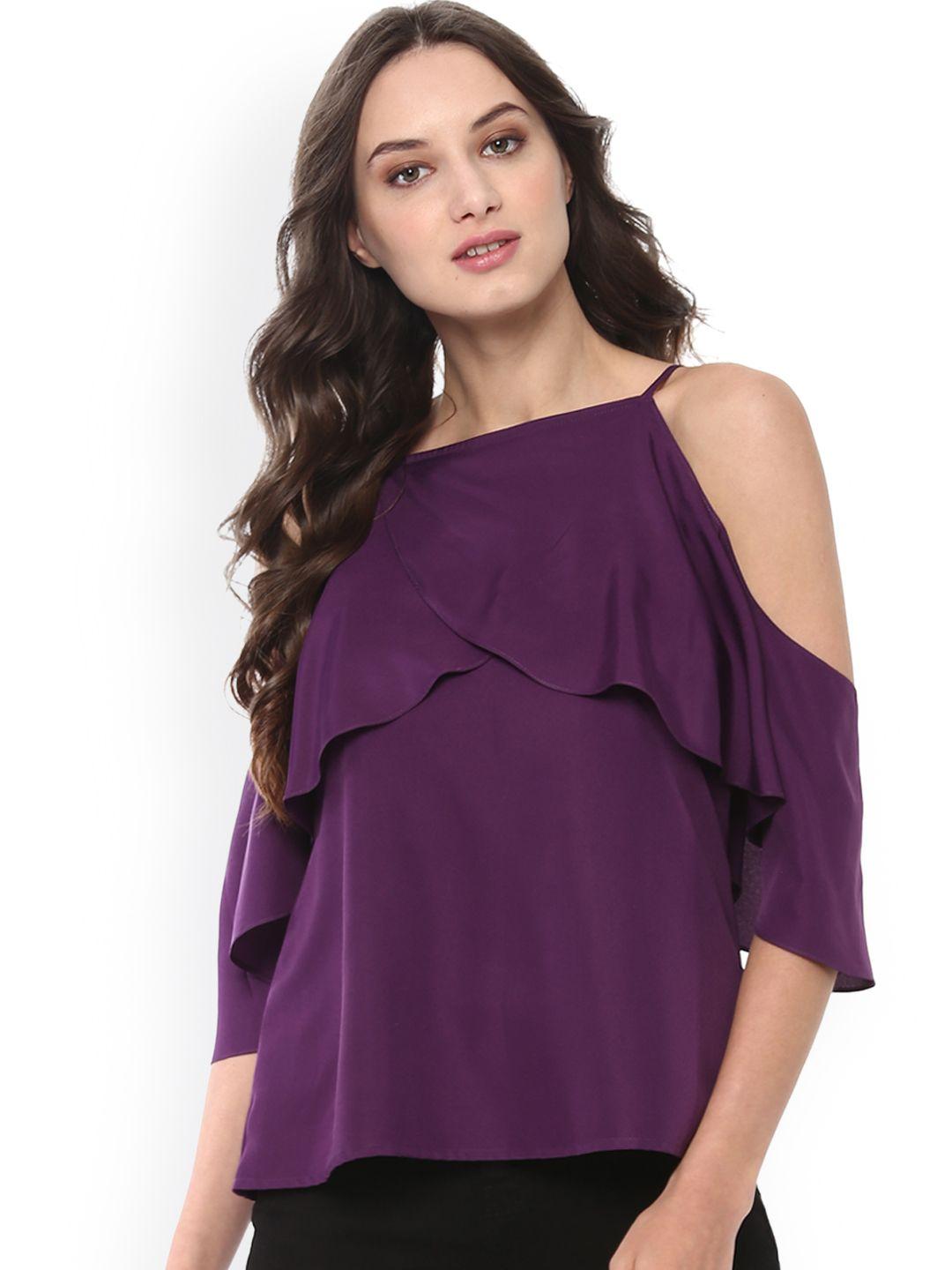 mabish by sonal jain women purple solid a-line top