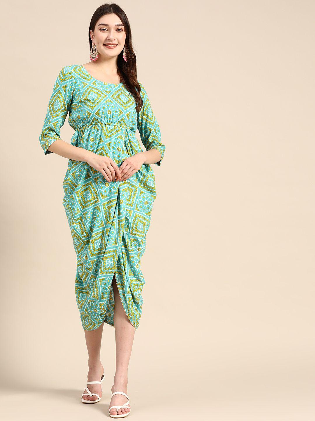 mabish by sonal jain bandhani overlap midi ethnic dress