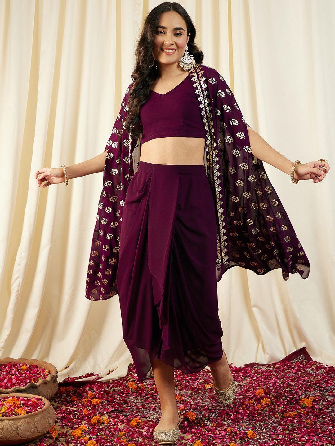 mabish by sonal jain crop top with skirt and cape