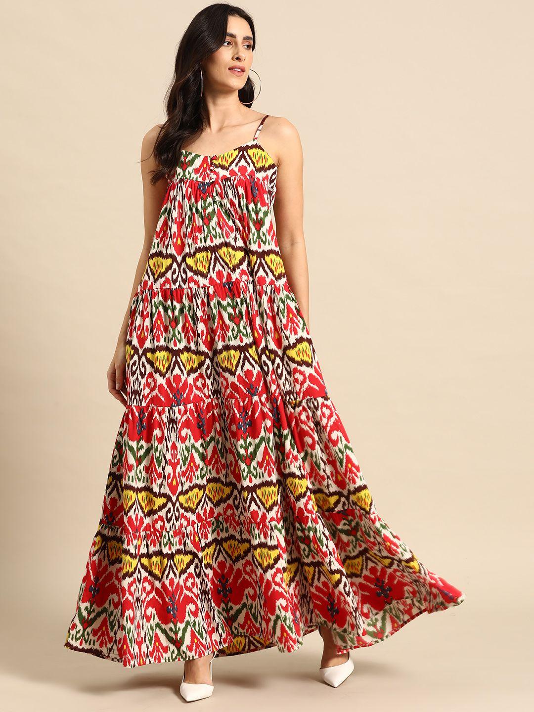 mabish by sonal jain ethnic motifs printed tiered maxi dress