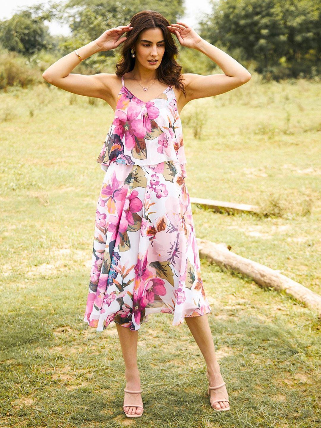 mabish by sonal jain floral print georgette a-line midi dress