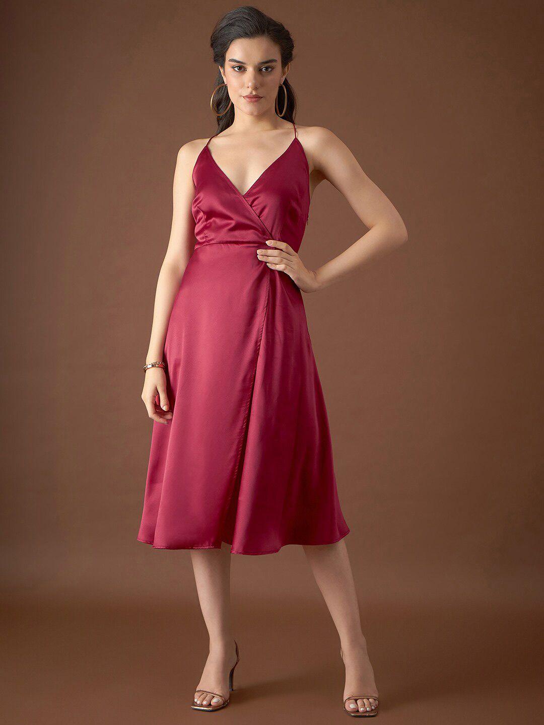 mabish by sonal jain maroon satin dress