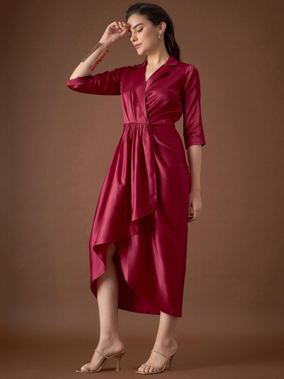 mabish by sonal jain maroon satin dress