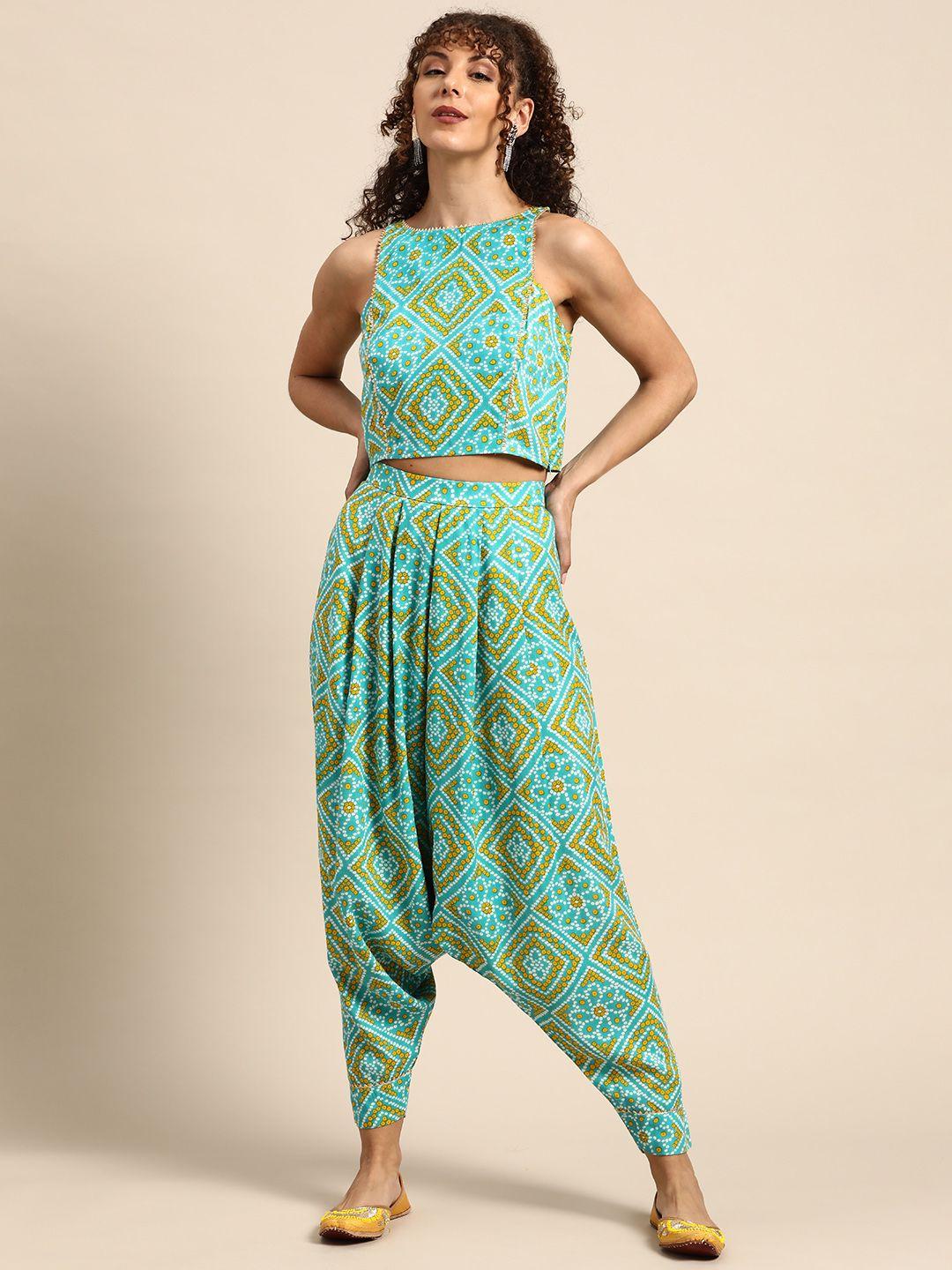 mabish by sonal jain printed crop top with dhoti pants