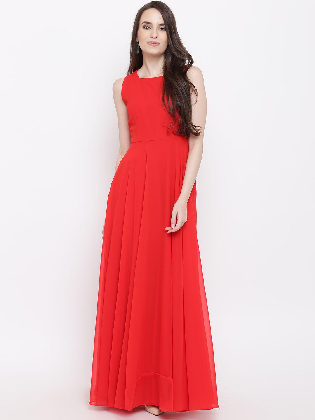 mabish by sonal jain red sleeveless maxi dress