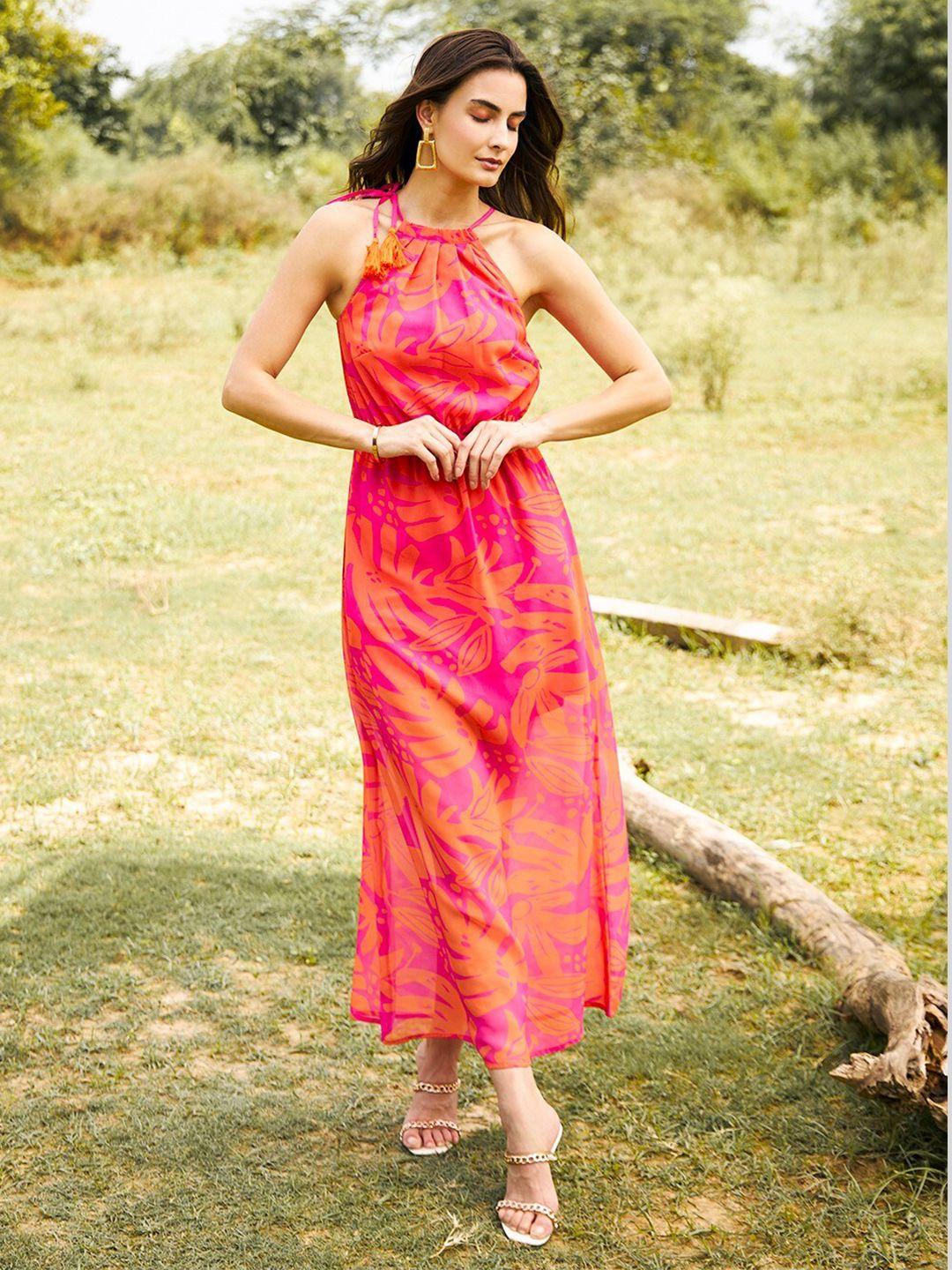 mabish by sonal jain tie and dye print georgette fit & flare midi dress