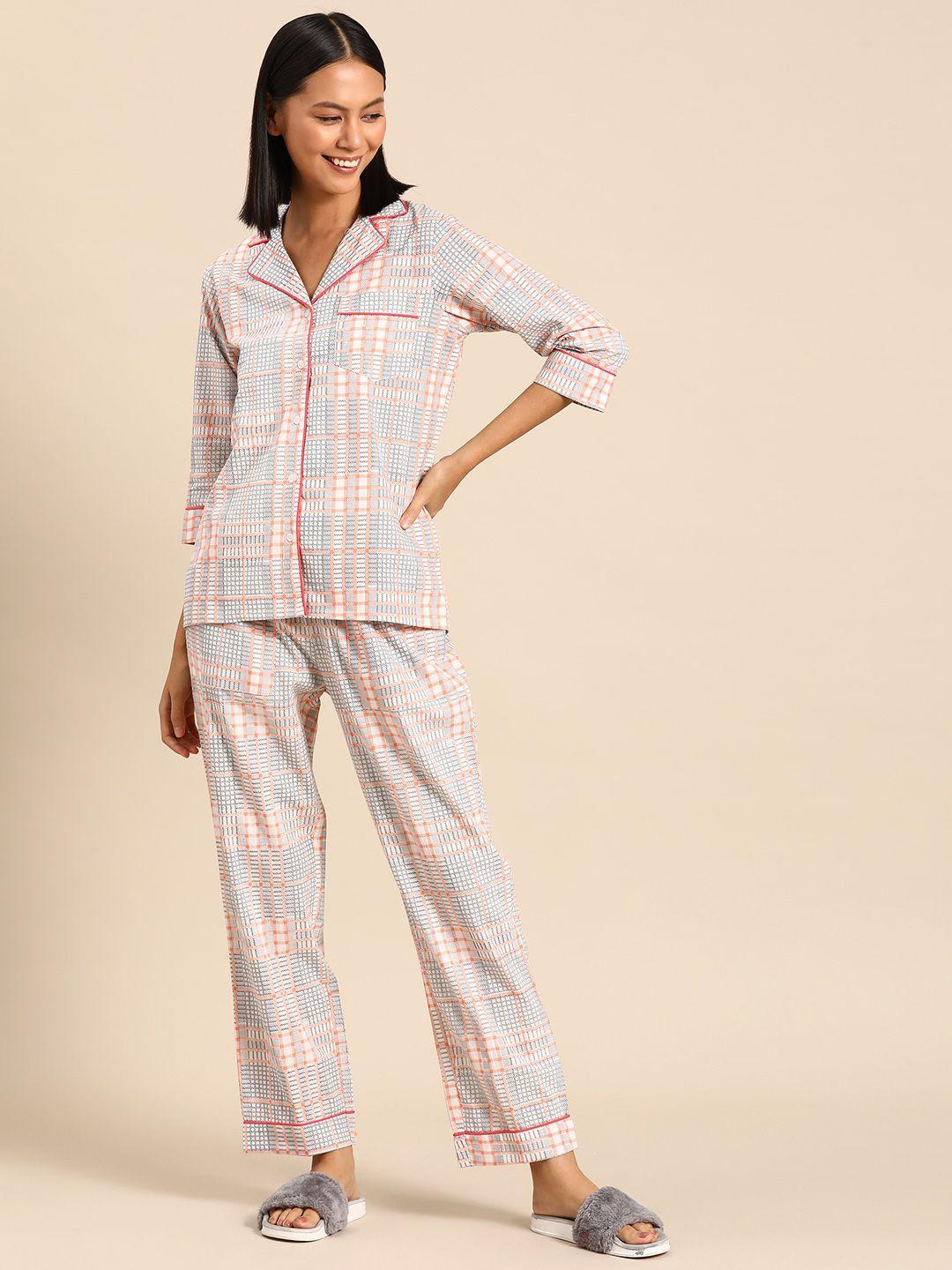 mabish by sonal jain women checked night suit