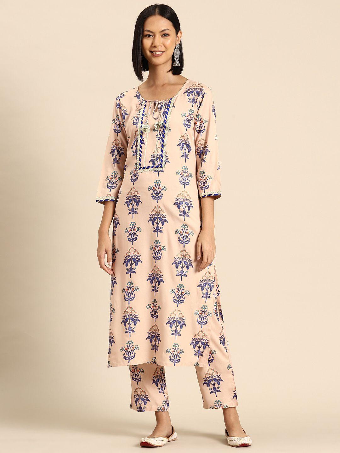 mabish by sonal jain women floral printed regular gotta patti kurta with palazzos