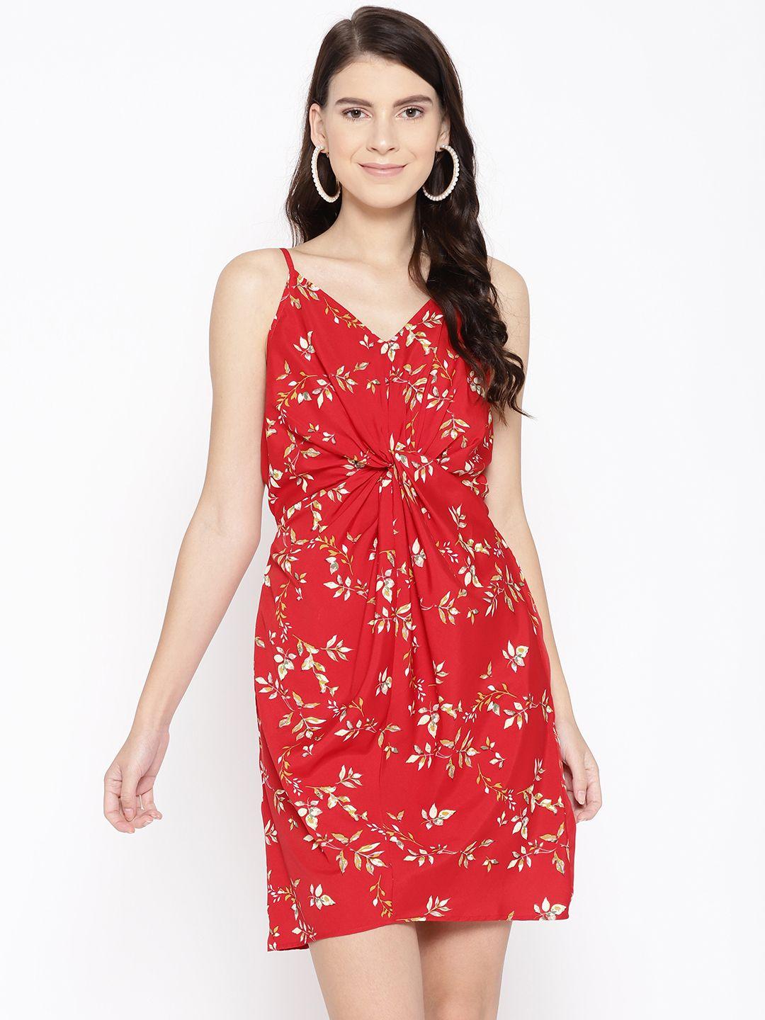 mabish by sonal jain women red printed a-line dress