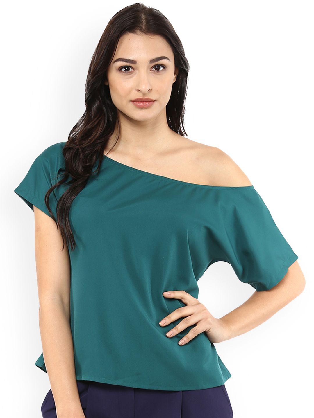 mabish by sonal jain women teal solid a-line top