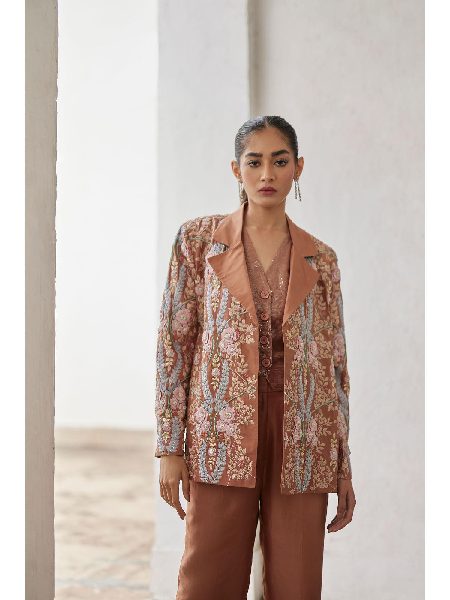 macchiato embroidered lily jacket