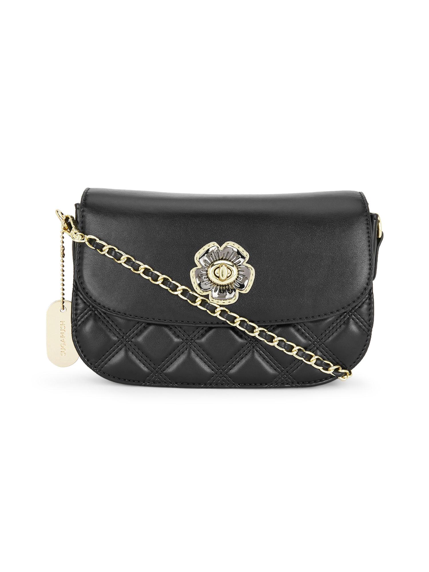 maci black patterned sling and cross bag (m)