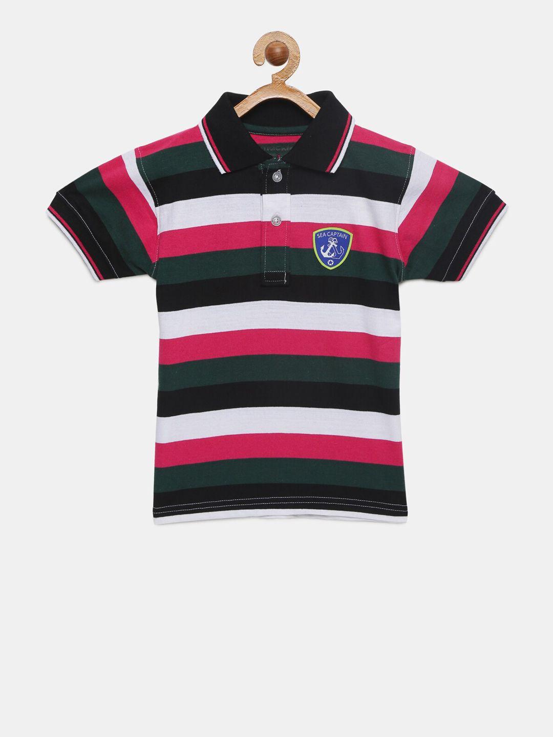 mackly boys black & pink striped polo lounge t-shirt