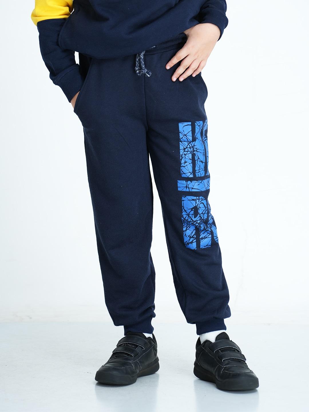 mackly boys navy-blue solid joggers