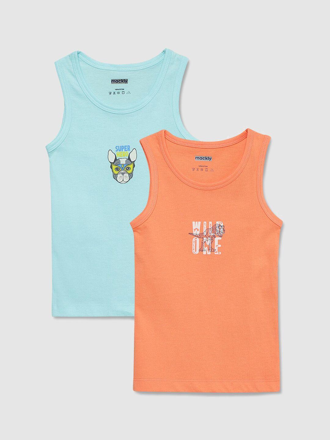 mackly boys pack of 2 printed pure cotton innerwear vests
