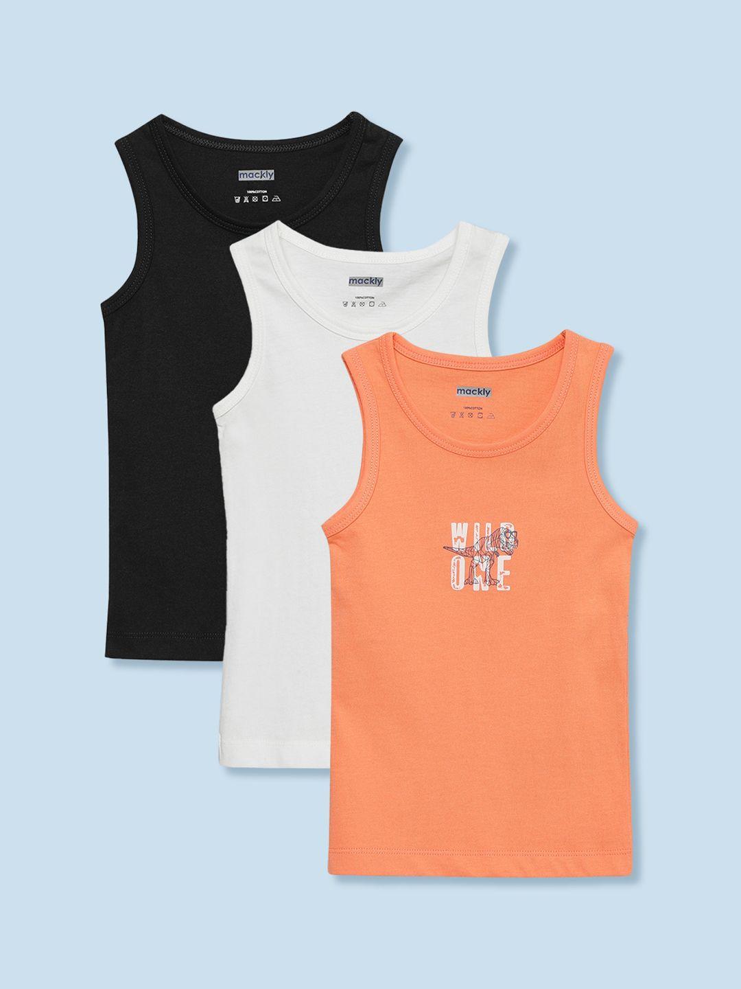 mackly boys pack of 3 assorted pure cotton innerwear vests