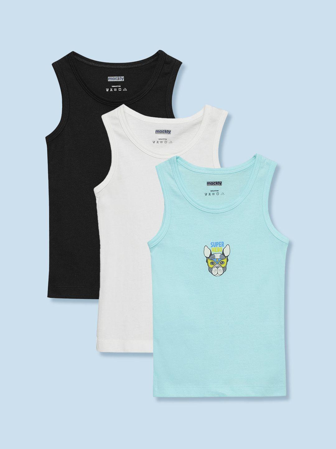mackly boys pack of 3 pure cotton innerwear vests